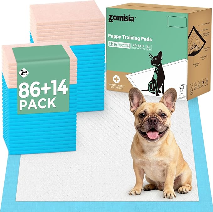 ZOMISIA 100 Count Puppy Pee Pads with Health Monitoring for Dogs 22" x 22" - 14 Color Changing Pee Pads with pH Indicator + 86 Dog Potty Training Pad, Odor-Control, Super Absorbent & Leak-Proof