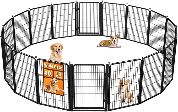 Wide Gate Dog Playpen Fence, 40in 18 Panels