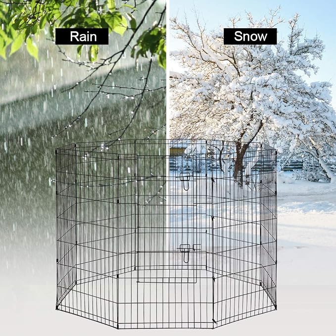 BestPet | Foldable Dog Playpen | 48 Inch, 8 Panels | Metal Pet Exercise Pen | Indoor Outdoor Portable Dog Fence with Door | Removable, Rust-Resistant Secure Pet Kennel | Easy to Assemble