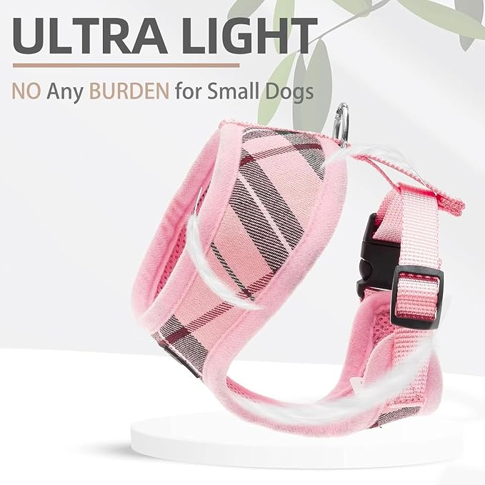 PUPTECK Soft Mesh Dog Harness and Leash Set Pet Puppy Cat Comfort Padded Vest No Pull Harnesses, Light Pink, XL
