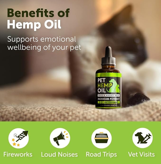Pet Hemp Oil for Dogs - 2 Pack (2 fl oz Total) - Hemp Oil for Dogs and Cats