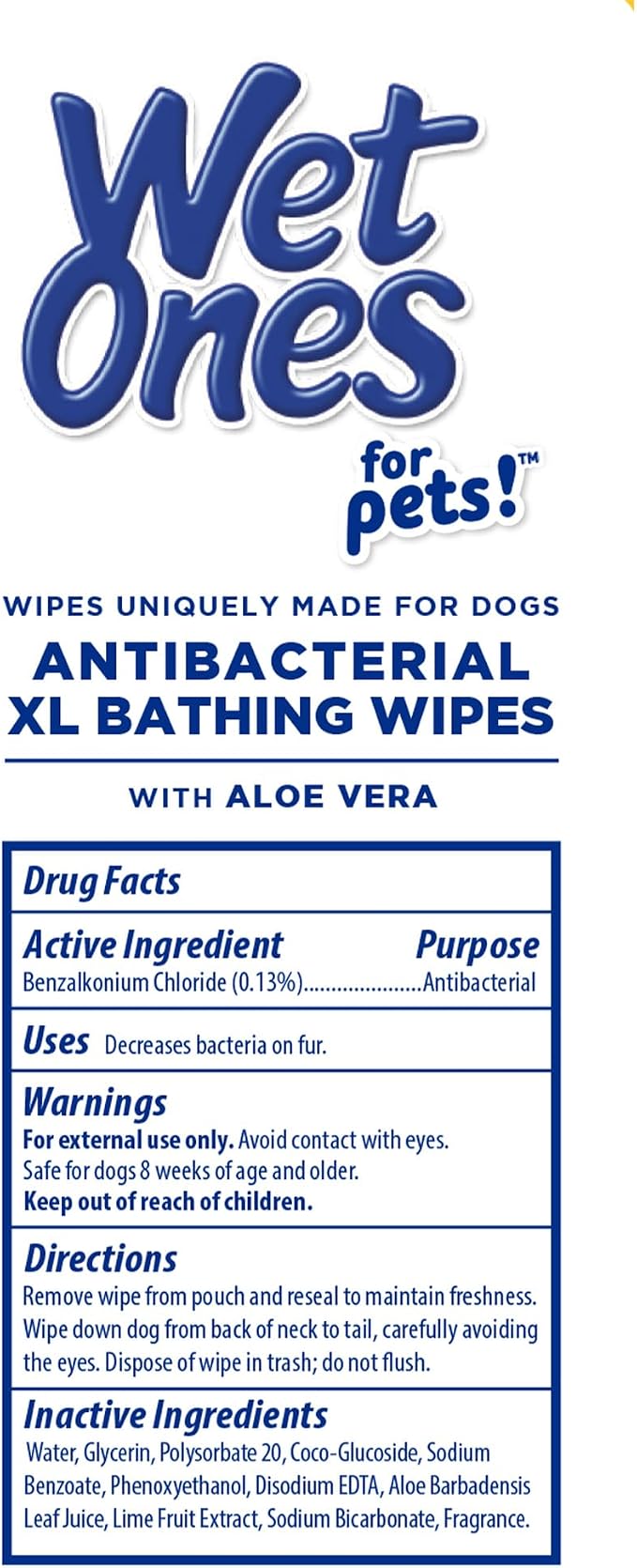 Wet Ones for Pets Multipurpose Dog Wipes with Aloe Vera, Tropical Splash Scent - Extra Large Pet Bathing Wipes with Wet Lock Seal for Paws and All-Over Use, 10 Count