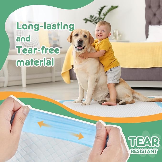 Dog Puppy Pads, Pee Pads for Dogs Potty Training, 100 Count 22"x22" Ultra-Absorbent 6-Layer Leak-Proof Disposable , Quick-Dry Surface, Pet Incontinence Pad