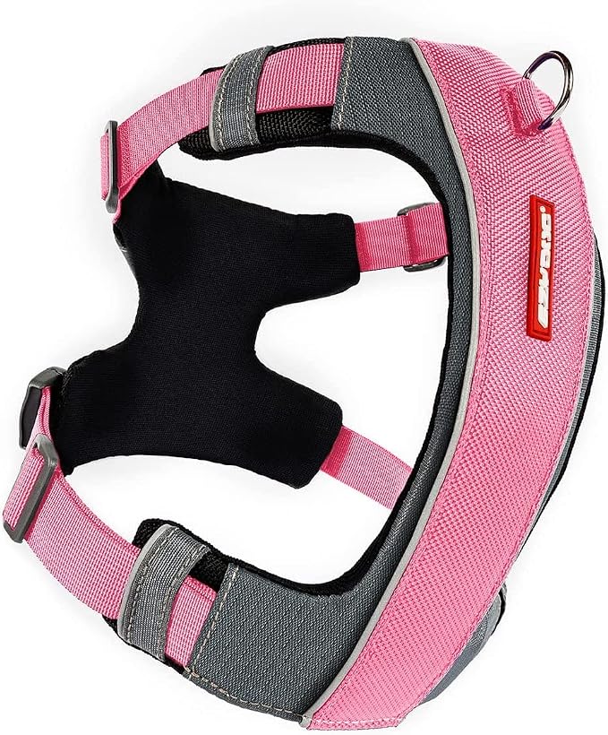 EzyDog X-Link Dog Harness, No Pull Design with Front D-Ring - Small, Pink | Soft Padded Chest Panel, Adjustable, Fits Small or Large Dogs, Accessory Loop, 2 Leash Attachment Points, Reflective Trim,