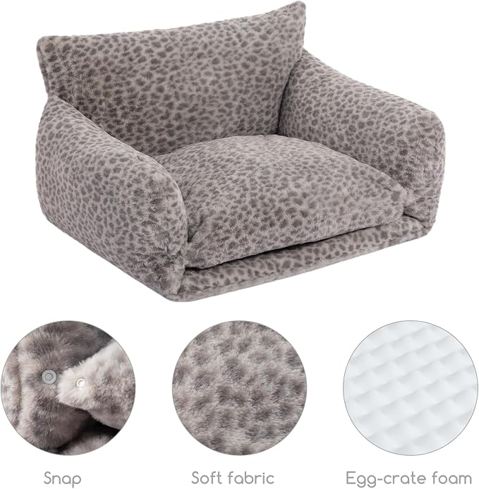 Hollypet Cat Bed Small Dog Orthopedic Couch Beds for Pets up to 20 lbs | Fluffy Multifunctional Double-Layer Warming Kitten Pet Couch Orthopedic Beds with Machine Washable Cover and Non-Slip Bottom