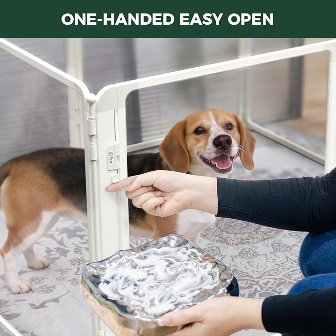 FXW AuraSpace Pro Acrylic Indoor Dog Playpen, Heavy-Duty with Metal Frame, 32" Height 12 Panels for Small and Medium Dogs, White│Patented