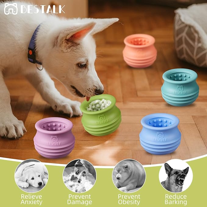 Dog Enrichment Treat Toy, Long-Lasting Wobbly Interactive Freeze Lick Toys for Dogs, Stuffable Puzzle Feeder Toy for Boredom, Silicone Treat Dispensing Chew Toy (Green,L)