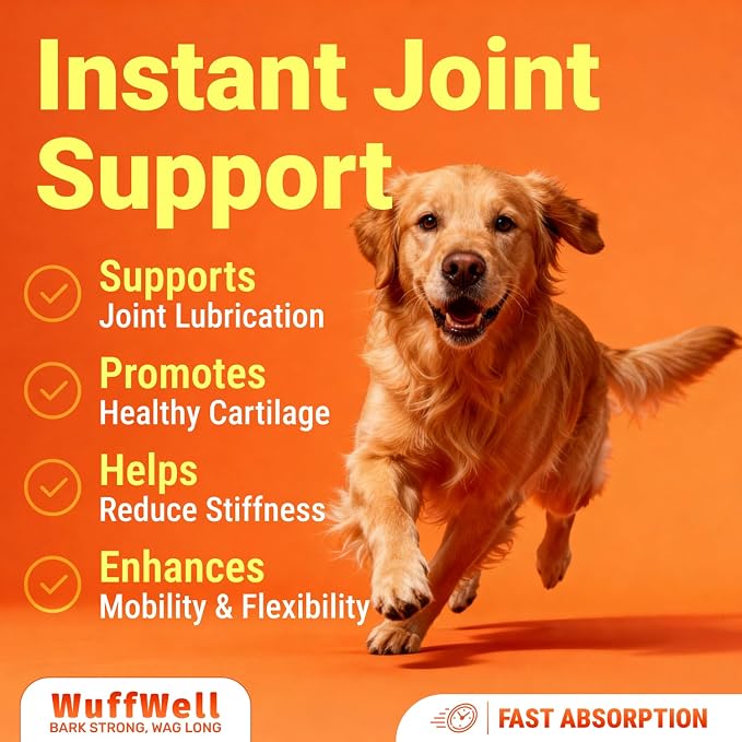 WuffWell Liquid Glucosamine Hip & Joint Support for Dogs, USA Made, 16oz