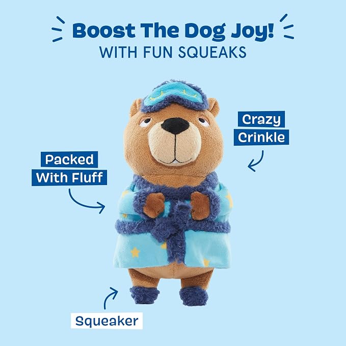 BarkBox Groundhog Dave Dog Toy - Toy for Small to Medium Dogs | Plush Groundhog with Deep Squeaker, Crinkle & Fluffy Filling | Squeak & Chew