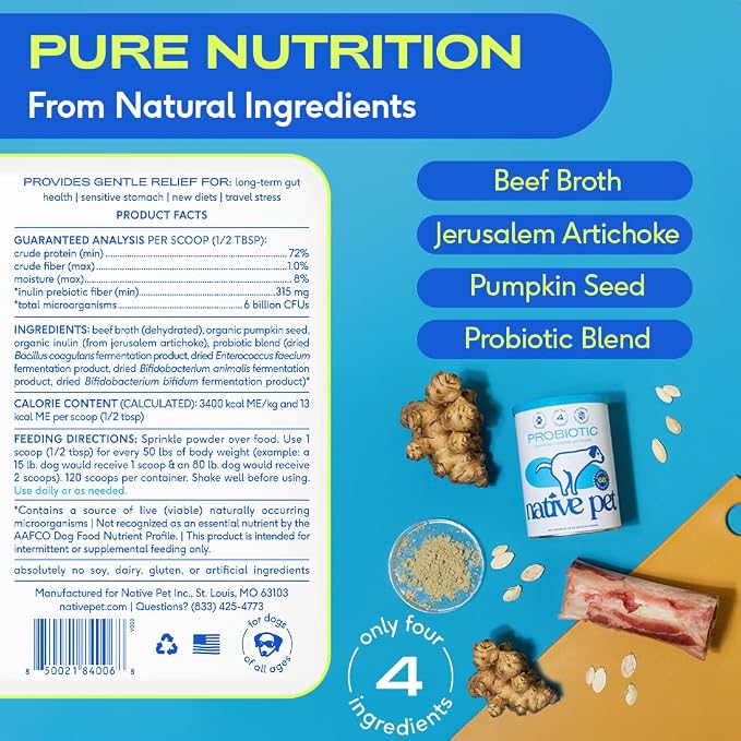 Native Pet Omega Oil for Dogs (8 oz.) & Probiotic for Dogs (4.1 oz.)