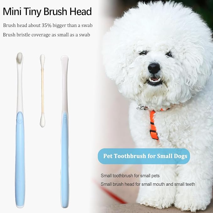 JGocot Small Dog Toothbrush,|Micro Brush Head|Nano Bristle|Soft Pet Toothbrush for Sensitive Gum&Teeth, Dog Teeth Cleaning Kit for Puppy, Kitten, Cats&Miniature Toy Size Dogs