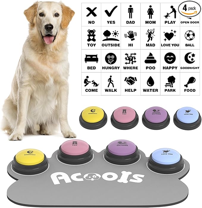 Dog Talking Button Set, 4 Pcs