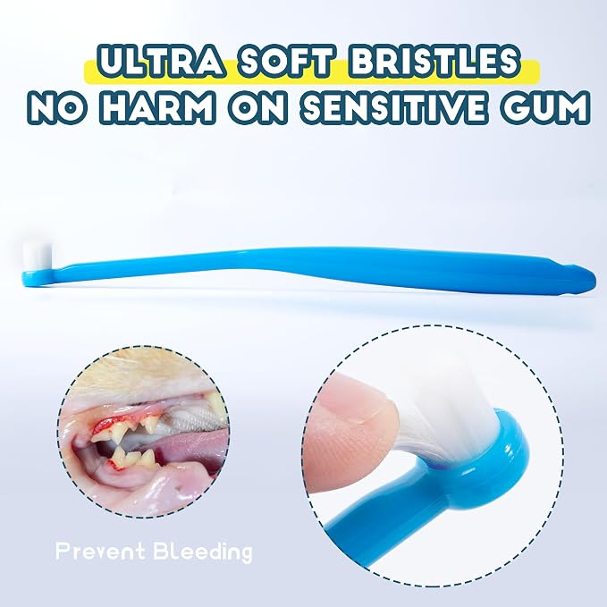Small Dog Toothbrush, Cat & Puppy Tooth Brushing Kit, Ultra Soft & Mini Head Teeth Brush for Kitten & Tiny Pet, Doggy Toothbrushes Deep Dental Cleaning, 1 PCS - Blue