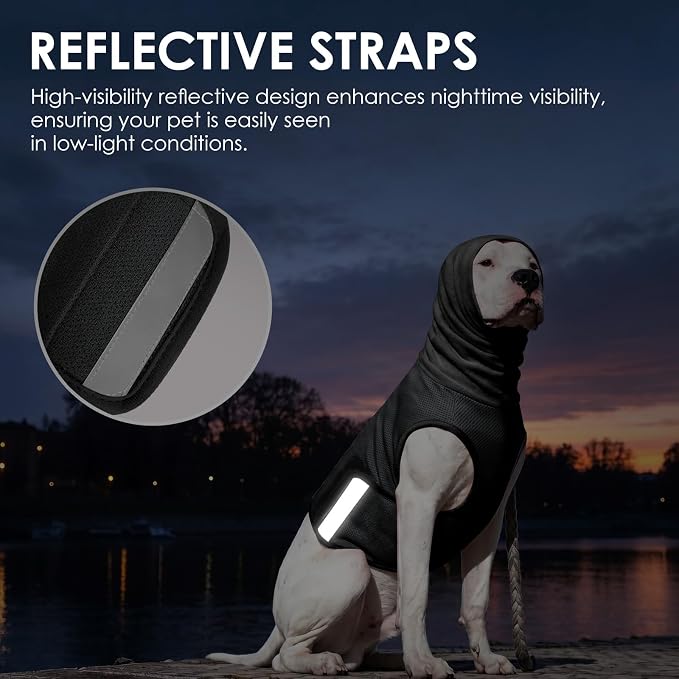 AOFITEE Large Dog Thunder Jacket, Reflective Dog Anxiety Vest with Hood