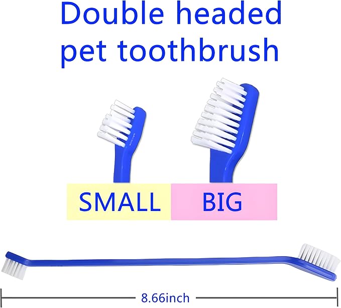 Bexter Dog Toothbrush Set of 10 – Dual Headed Soft Bristle Pet Tooth Brushes for Dental Hygiene, Teeth Cleaning for Small to Large Dogs, Cats & Most Pets, Bulk Pack
