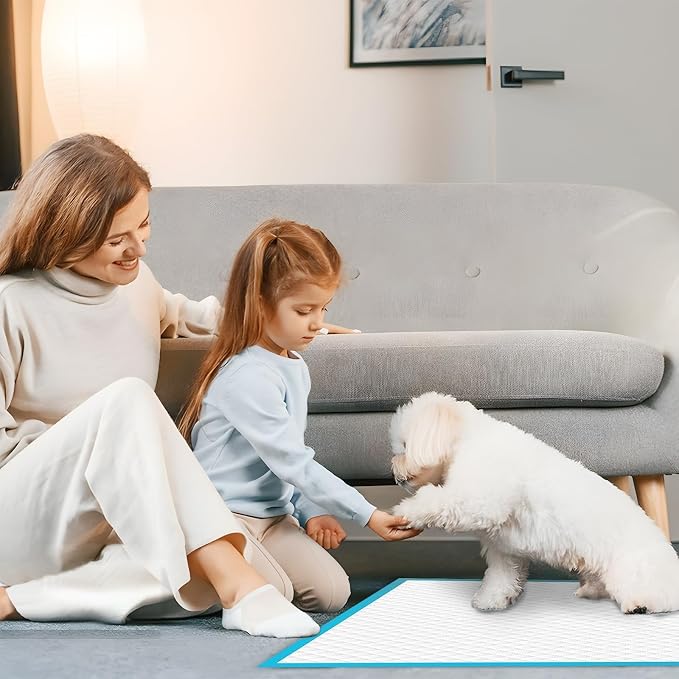 98 Packs 17"x22" Disposable Puppy Pads, Dog Training Pads, Super Absorbency Disposable Underpads with Leak-Proof and Odor Control, Disposable Training Pads for Puppies, Dogs, Cats, Rabbits