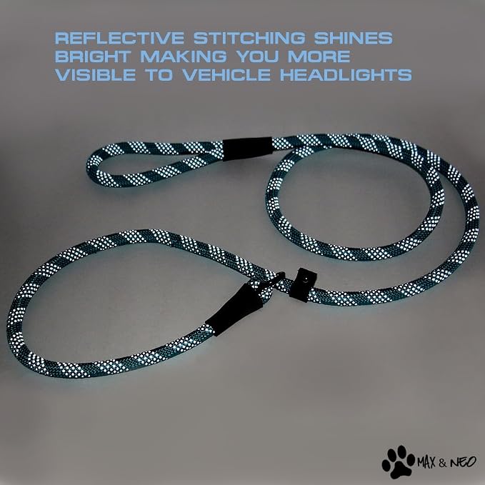 Max and Neo Rope Slip Lead Reflective 5 Foot - We Donate a Leash to a Dog Rescue for Every Leash Sold (Orange, 5FT X 1/2")