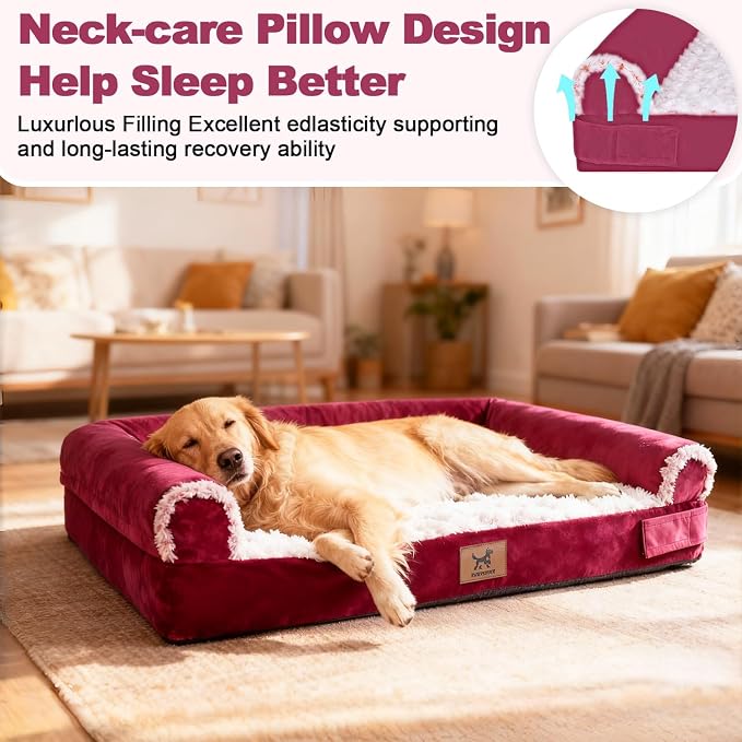 Orthopedic Egg-Crate Foam Sofa Dog Bed - XL 40x28in, Rose Pink