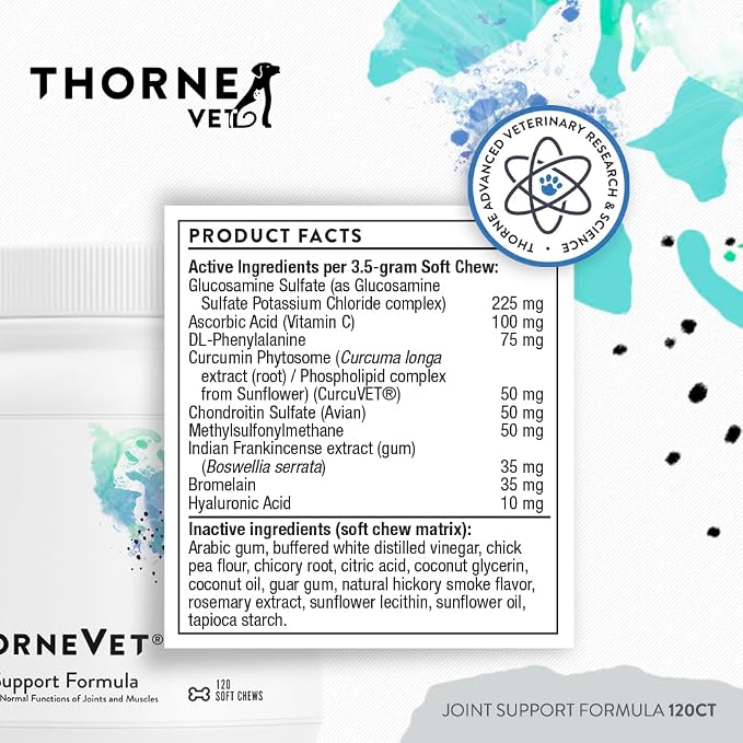 ThorneVet Joint Support Formula – Dog & Cat Joint Health Support, 120 Soft Chews