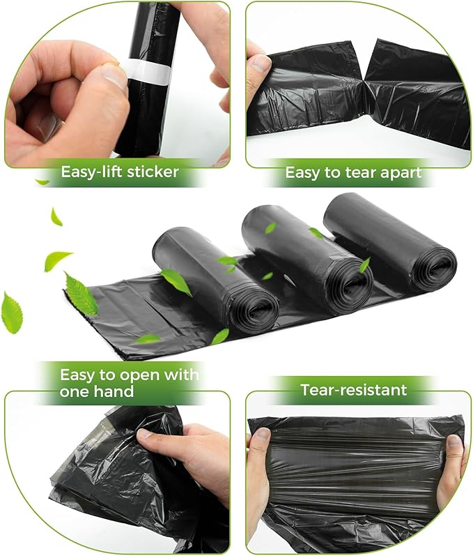 Charmount 200 Count Dog Poop Bags Rolls with Zippered Pouch Dispenser Holder, Extra Thick Leak-Proof Unscented Waste Bags, Coreless Easy Load for Small to Large Dogs