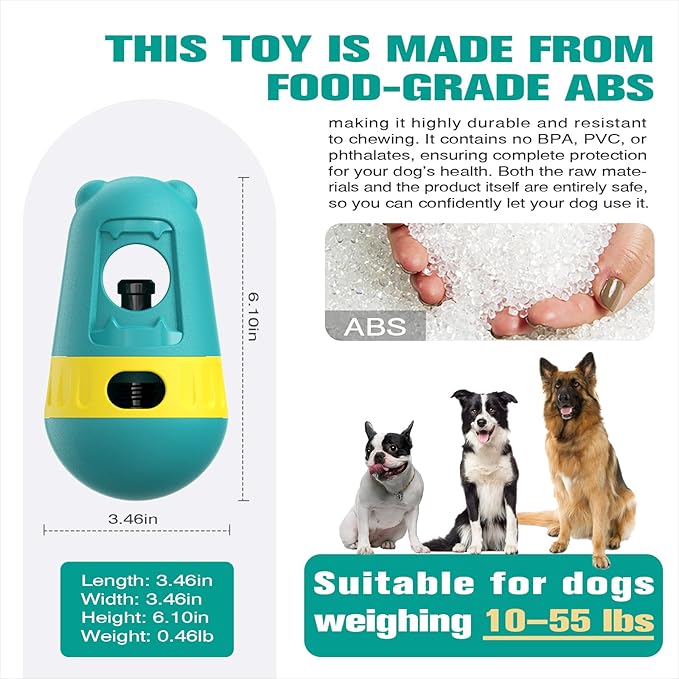 Dog Puzzle Toys Dog Treat Dispensing with Bully Sticks Holder Security Hold Device Interactive Toy to Keep Them Busy Puppy Slow Feeder ,Securely Holds Bully Sticks to Help Prevent Choking. (M-Green)