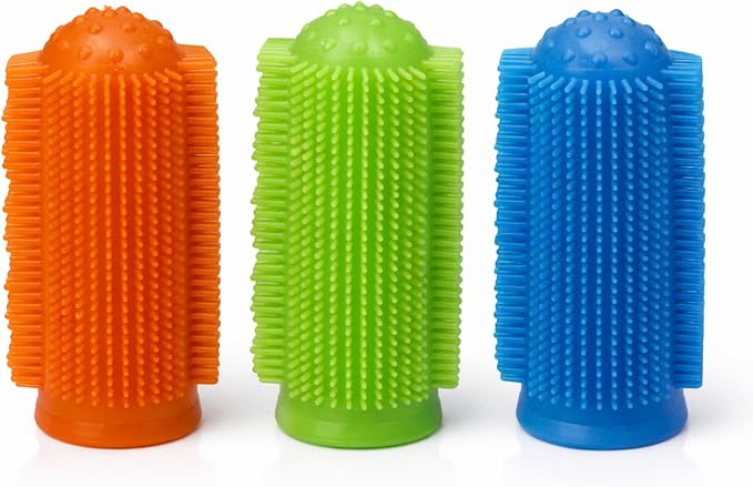G.B.S Dog Toothbrush, 360 Dog Tooth Brushing Kit, Finger Toothbrush, Cat Tooth Brush, Teeth Cleaning, Pet Tooth Brush for Small & Large Pets, Reusable, 3-Pack Multicolor (Multicolor, Pack of 3)