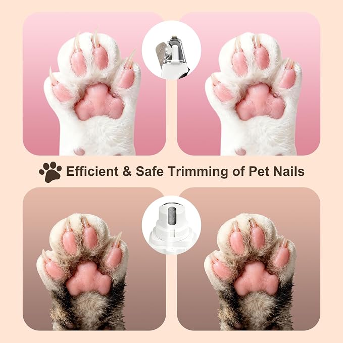 2-in-1 Dog Nail Grinder & Cat Nail Clippers with 2 LED Lights - White