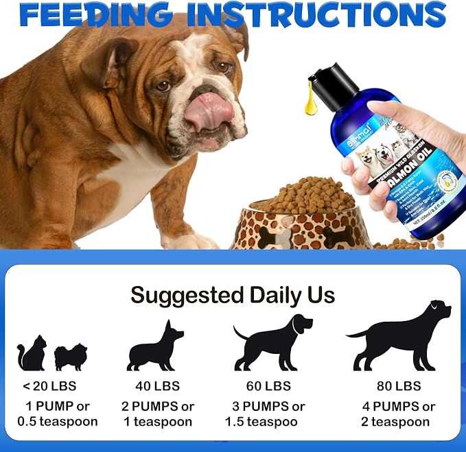 Salmon Oil for Dogs and Cats 8.8fl.oz, Omega 3 EPA DHA Joint&Immune Health, Salmon Oil for Dogs Skin and Coat Support(Cats), Wild Alaskan Salmon Oil for All Ages and All Breefs, for Dog and Cat.