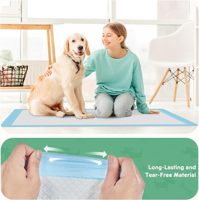 NEWBULIG Puppy Pee Pads, 100 Count Dog Potty Wee Training Pads, 22"x22" Disposable, Super Absorbent 6-Layer Leak-Proof, Quick-Dry Surface, Indoor & Outdoor Use