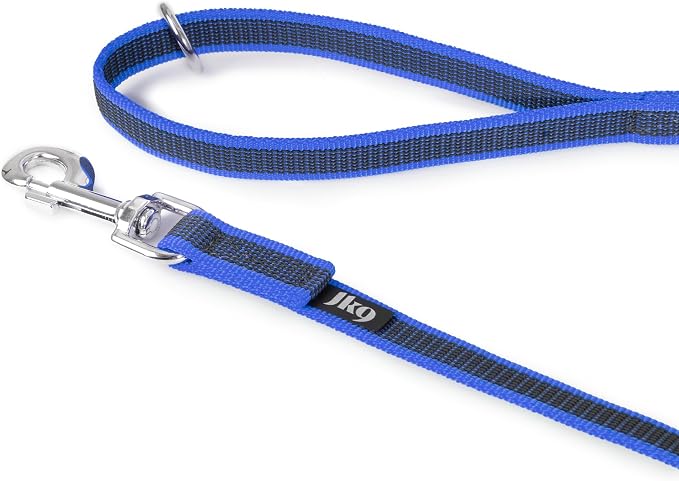 Julius-K9 Color & Gray Super-Grip Leash with Handle, and O-Ring, 0.79 in x 3.9 ft, Blue-Gray