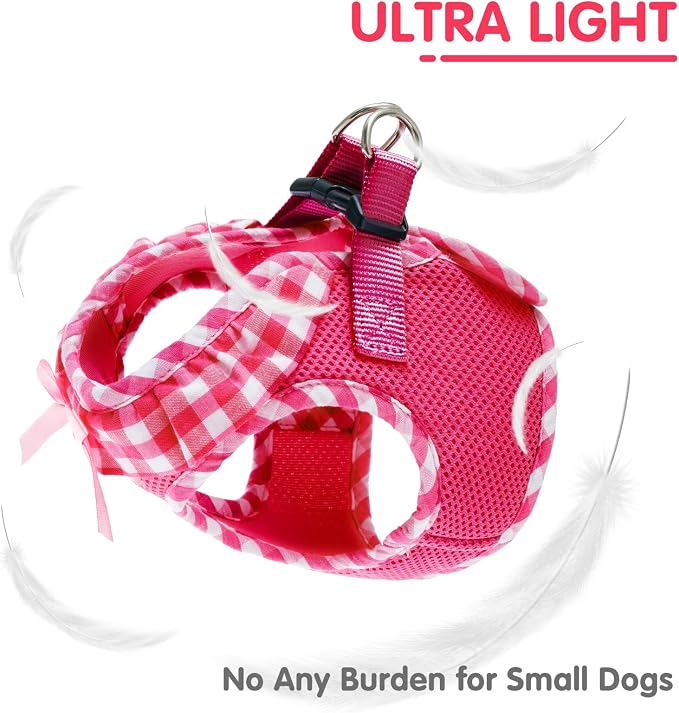 PUPTECK Dog Harness for Puppy and Small Sized Dogs, Step-in No Pull Soft Mesh Vest Harness for Cats Small Pets Walking, Fuschia, New XS