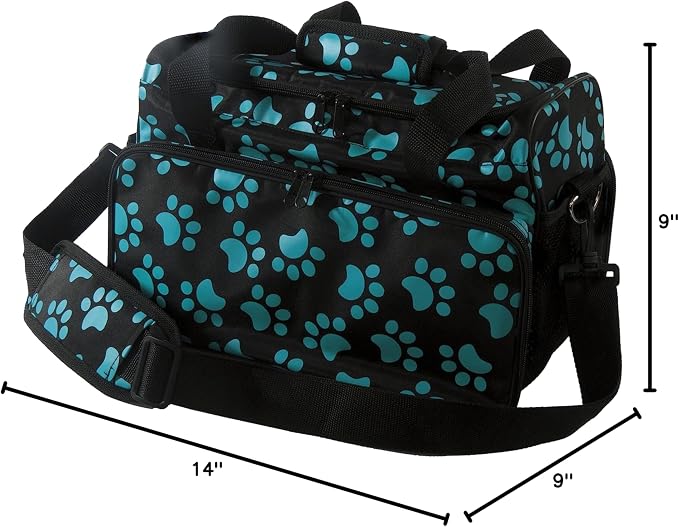 WAHL Professional Animal Travel Tote Bag with Zipper, 28.8in, Turquoise Paw Print