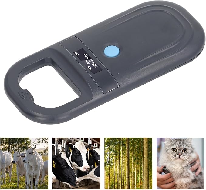 Animal ID Reader, 134.2KHz ISO11784 85 FDX B EMID Handheld Pet Tag Chip Scanner, USB Charging, Built in Buzzer, for Small Animal Management