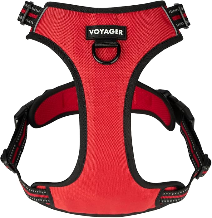Voyager Dual Attachment No Pull Harness - Red, Small | 16 - 20" in Chest, No Pull Dog Harness, Fully Adjustable, 3M Reflective Technology, Front & Back D-Rings, Walking & Training