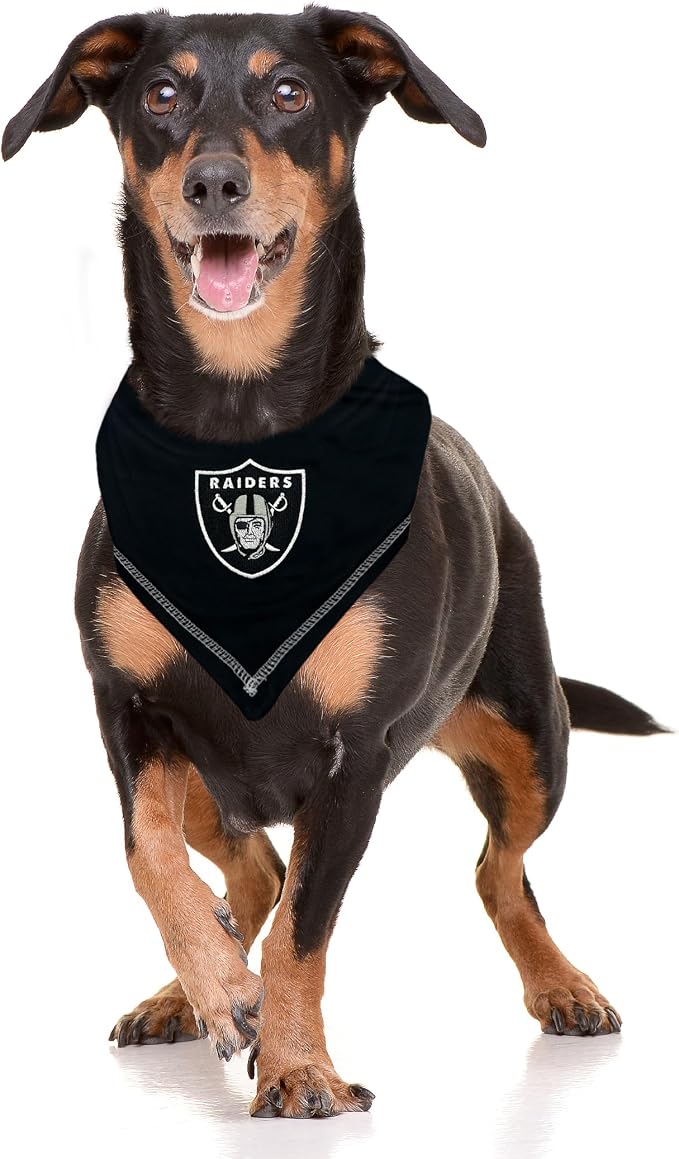Pets First NFL Las Vegas Raiders TIE Bandana, Small/Medium. Dog Bandana Scarf Bib for Pet Cat Dog. The Ultimate Game-Day, Party Bandana