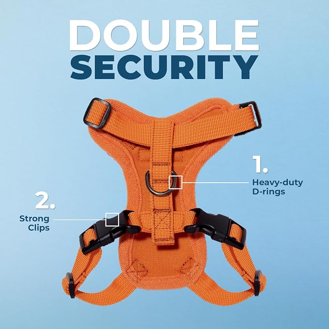 Voyager Escape-Proof Step-in Lock Cat Harness & 5ft Neoprene-Handle Leash Set All-Weather Mesh with Reflective Stitching for Small to Large Cats by Best Pet Supplies, Orange, XS
