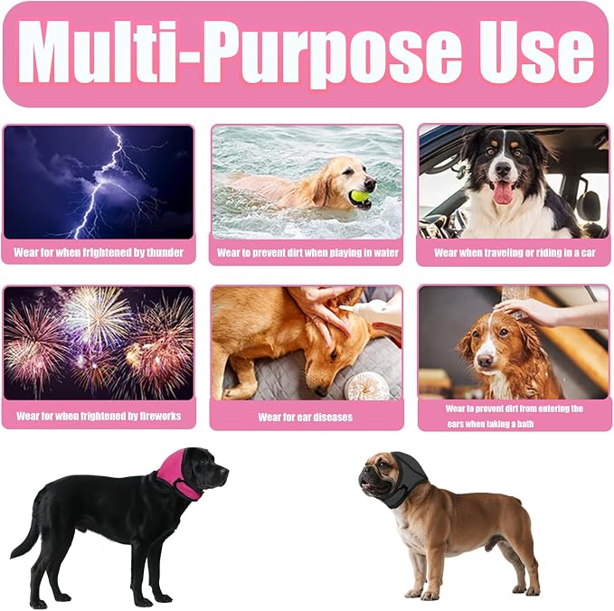 Dog Ear Muffs Noise Protection, Dog Ear Covers for Bath, Dog Quiet Ear Wrap, Waterproof Dog Calming Hoodie for Hematoma, Bathing, Drying, Swim& Noise Anxiety Relief