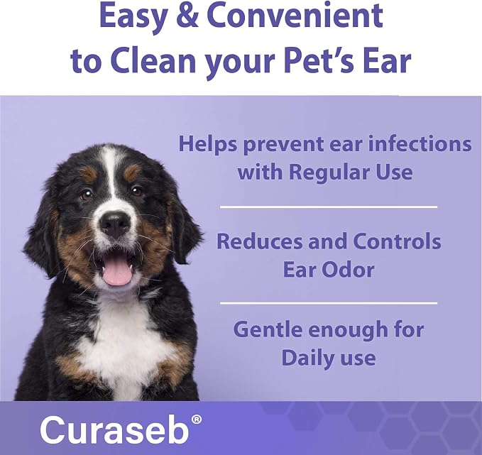 Curaseb Cat and Dog Ear Wipes, 100 Wipes