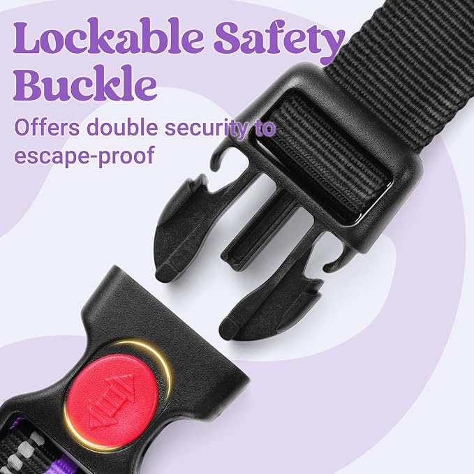 rabbitgoo Large Dog Harness, Easy Wear with 3 Buckles and Lift Handle | No Pull with Front Clip for Walking, Adjustable Soft Padded, Reflective, Easy Control, Purple, Small