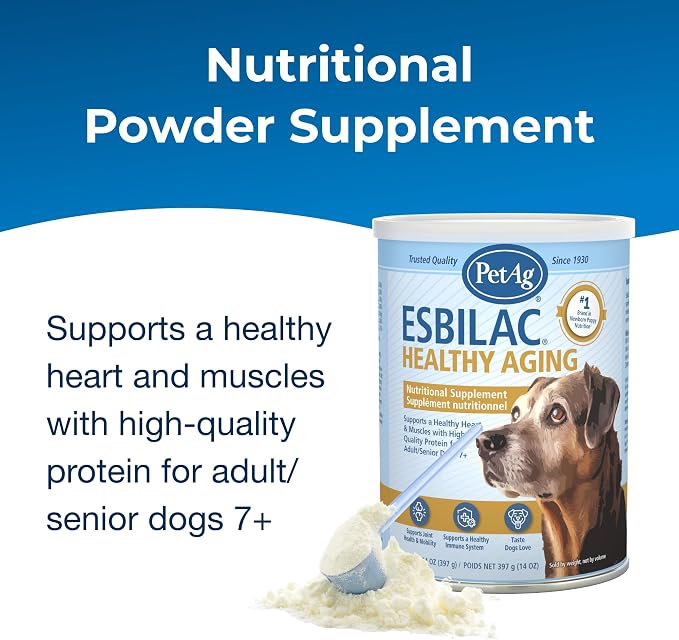 PetAg Esbilac Healthy Aging - 14 oz - Supports a Healthy Heart & Muscles with Protein for Adult/Senior Dogs 7+ - Easy to Use
