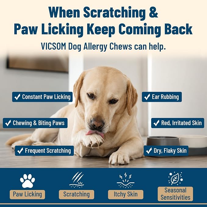 Dog Allergy Chews with Probiotics for Dogs, Dog Itching Skin Relief, 200 Ct