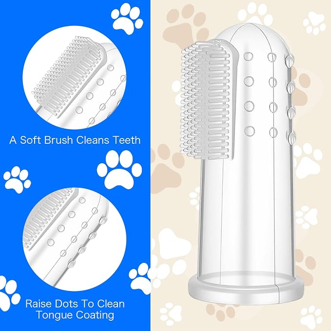 10 Pieces Dog Finger Tooth Brushing Kit, Finger Toothbrush for Cat Dogs Puppy Kitten Fingers Toothbrushs with Silicone Bristles Cat Teeth Cleaning Brush Pet Dental Care & Teeth Cleaning for All Pets