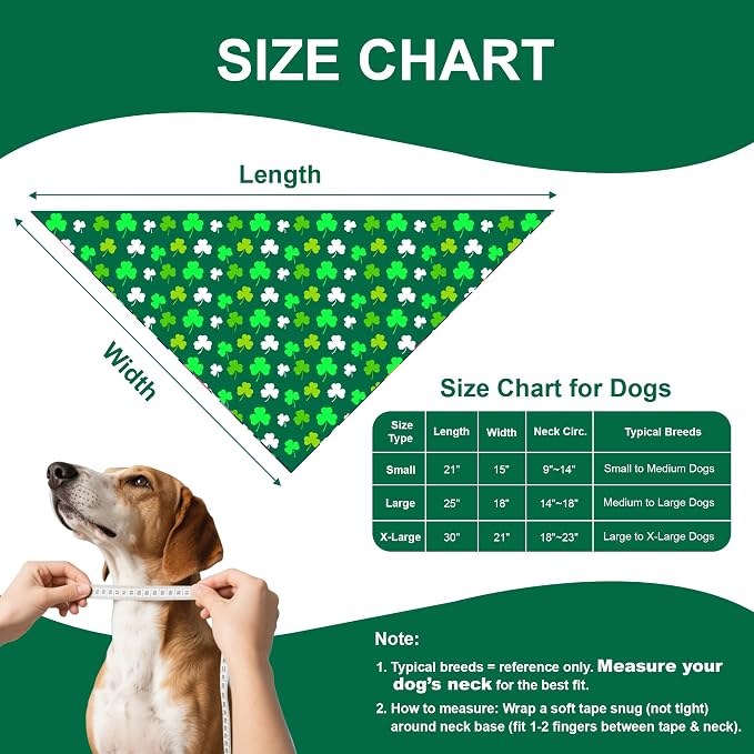 St. Patrick’s Day Dog Bandana for Small Medium Dogs, Small, Green