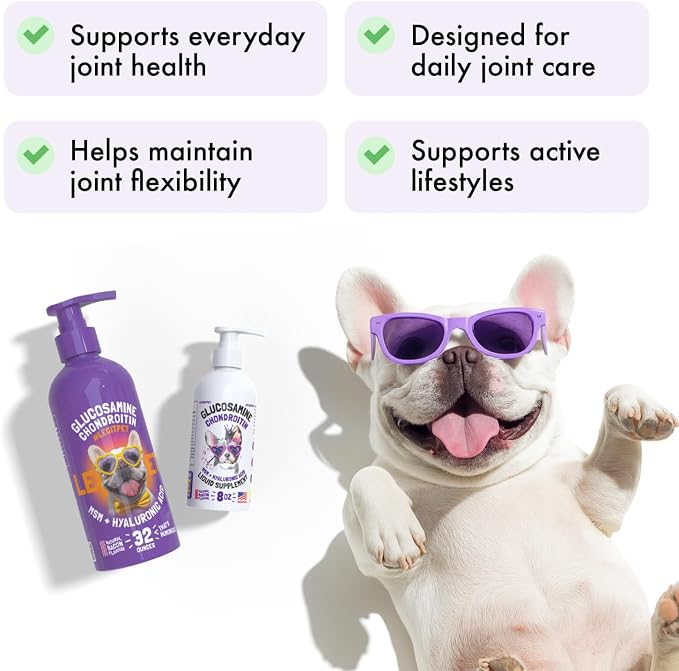 Liquid Glucosamine for Dogs Bacon Flavour with Chondroitin, MSM & Hyaluronic Acid K9 Supplement Hip and Joint Formula Advanced Mobility Joint Pain Relief Senior Advanced Supplement for All Breeds