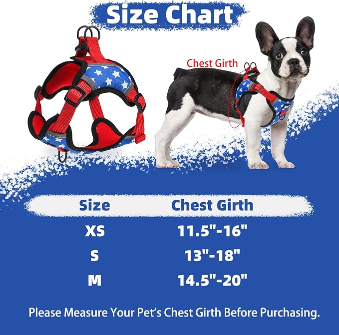 PUPTECK Dog Harness Small Sized Dog, Step in Adjustable Reflective Dog Vest Harness Escape Proof, No Pull Soft Padded Harness Easy Control, Star, M