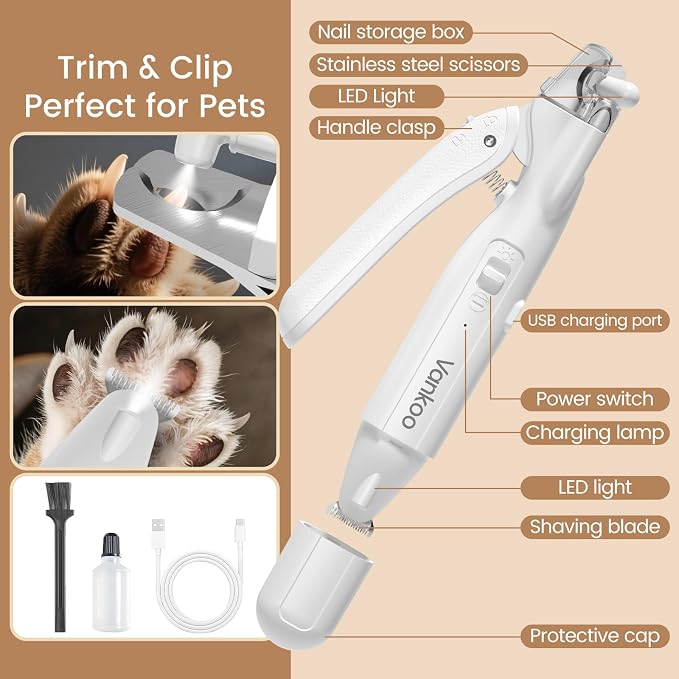 2-in-1 Dog & Cat Nail Clippers & Trimmers, IPX7 Waterproof