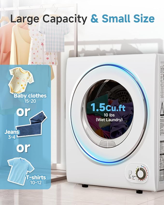 Feelfunn 850W Portable Clothes Dryer with 4 Automatic Drying Modes