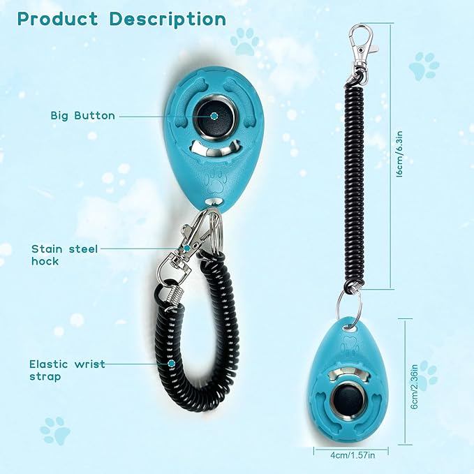 Dog Training Clicker with Wrist Strap and Keyring
