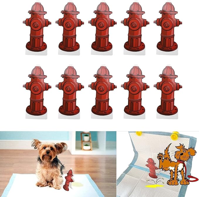 10Pcs Fake Fire Hydrant for Dogs to Pee On, 7.3 x 3.9in Dog Fire Hydrant Pee Post Paper Card, Male Dog Pee Post as Accessories for Small and Medium Pets to Use Indoors