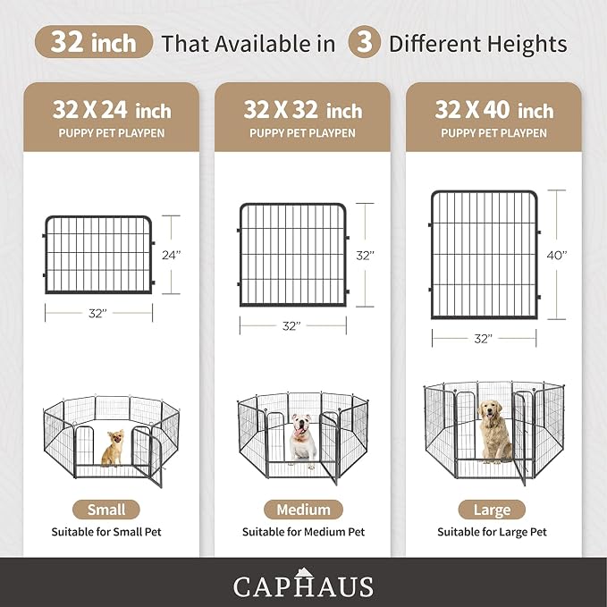 CAPHAUS Foldable Pet Playpen with Door - Multi-Size (24/32/40in)